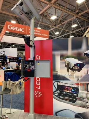 The solar-powered ELSAG Street Sentry on display at IACP 2022
