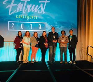 Pictured, left to right,: Sandy Miranda, PowerDMS; Beth Elliott-Thul and Lisa Montpetit, Boynton Health Service; Megan Styron, Greenville PD; Paul Tennies, Northville Township PD; Dorothy Patterson, Orlando PD (on behalf of Gabrielle Fiore); and Ray Lau, PowerDMS.
