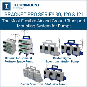 These mounting solutions make it safer and easier to transport multiple pumps in air and ground ambulances, following the patient during care (Courtesy photo)