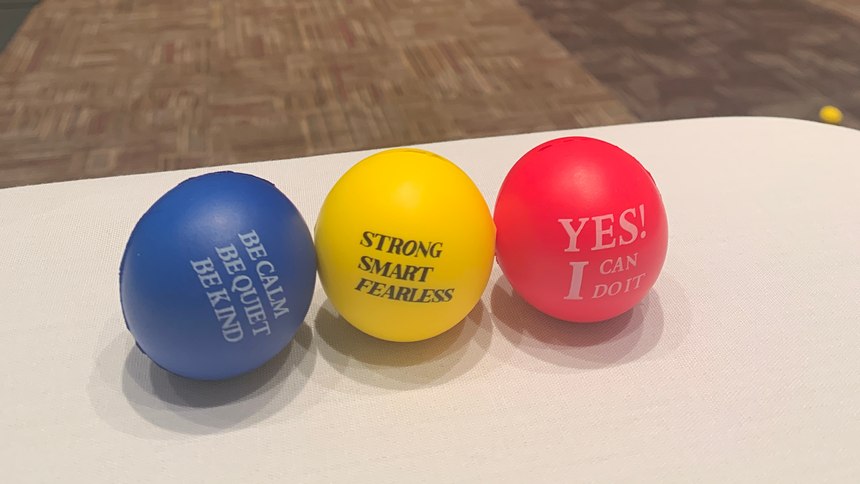 During her presentation, Dr. McDonald tossed three soft, squeeze balls into the audience, which represented the barriers she faced and overcame in her career.