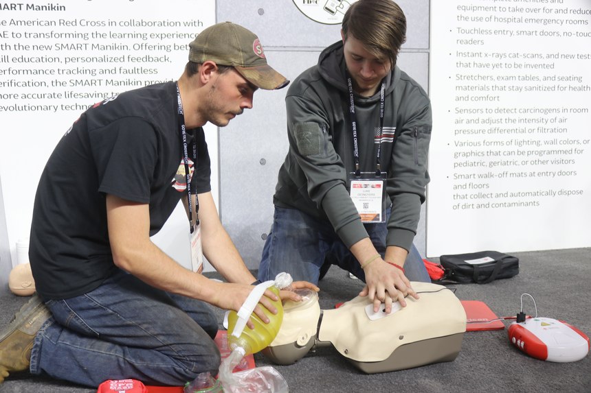 Travis Vantz (left) and Luke DesNoyers (right) successfully took and passed the American Red Cross BLS Challenge course at FDIC.