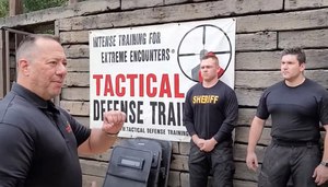 Matt Schaefer, left, prepares to demonstrate Presidia Gel and its antidote to a group of SWAT officers in training. Schaefer says the products fill a critical gap when it comes to the less-lethal tools available to law enforcement.