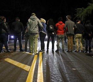 Dozens of Black Lives Matter protesters demonstrated against the decision by Sacramento District Attorney Anne Marie Schubert to not charge two police officers who shot and killed Stephon Clark, an unarmed black man. (Justin Sullivan/Getty Images/TNS)