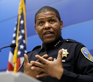San Francisco Police Chief William Scott answers questions during a news conference, Tuesday, May 21, 2019, in San Francisco. (AP Photo/Eric Risberg)