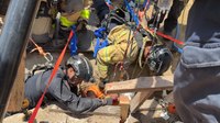 San Diego FFs free worker trapped over 5 hours in trench collapse