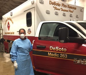 Sara Criswell is a firefighter/paramedic with the City of DeSoto, Texas, serving her community through the COVID-19 national emergency.
