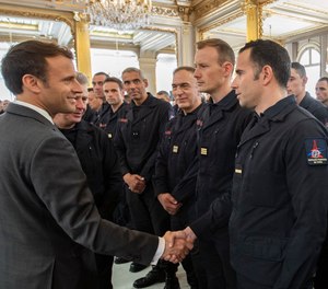 “We’ve seen before our eyes the right things perfectly organized in a few moments, with responsibility, courage, solidarity and a meticulous organization,” French President Emmanuel Macron said. “The worst has been avoided.” (Photo/Préfecture de police Twitter)