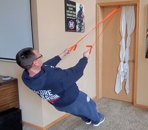 This bodyweight system can give you a great full-body workout form any room in your home or firehouse.