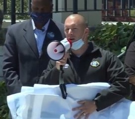 Chief Nick Borges addresses the community during Juneteenth celebrations.