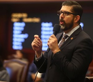 Sen. Manny Diaz, Jr., R-Hialeah, closes on his Senate Bill 7030: Implementation of Legislative Recommendations of the Marjory Stoneman Douglas High School Public Safety Commission, Tuesday, April 23, 2019, in the Florida Senate in Tallahassee, Fla. The bill passed 22-17. (AP Photo/Phil Sears) Date: Apr 23, 2019 1:10PM (GMT 18:10) Slug: School Safety-Florida Headline: School Safety-Florida Source: FR170567 AP