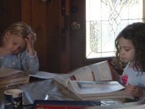 Two of the girl's studying for EMT class. (Image Joy Slaughter)