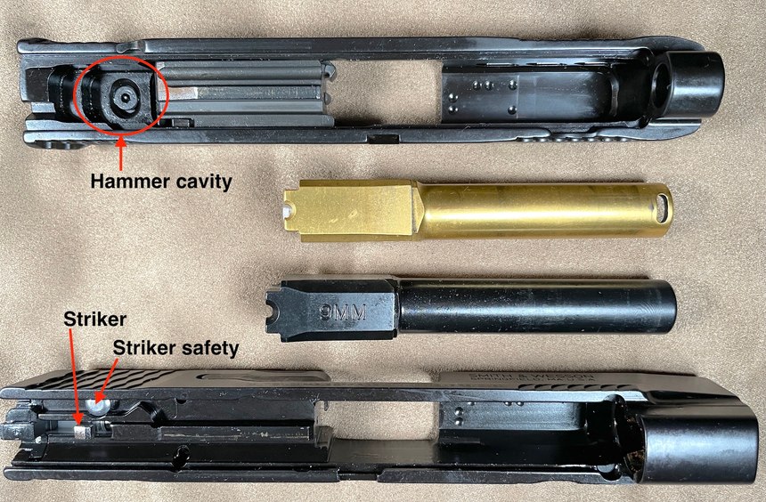Figure 2: The Performance Center version comes plain or with gold or silver highlights and a barrel port forward of the slide.