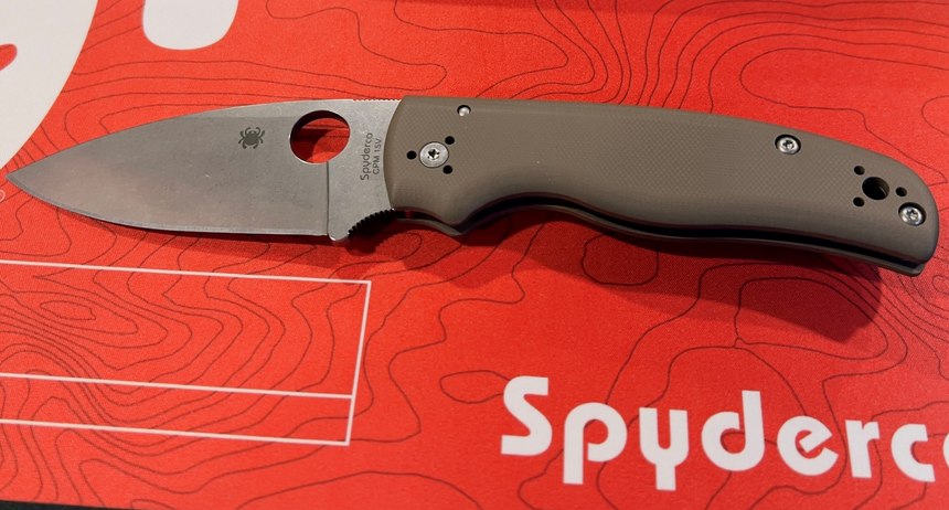 The Spyderco Shaman with CPM 15V is my #1 choice for knives discovered on the SHOT Show floor. It’s not just the Shaman design, which is superior, by the way. This knife is fashioned from a steel that has amazing edge retention. It also bears the Big Brown Bear logo, already making it in great demand. 