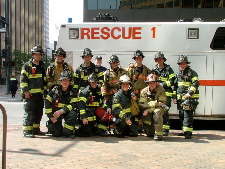 Some participants from year two of the stair climb in honor of the 343.