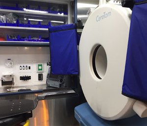 Interior of a stroke ambulance with CT-scanner.