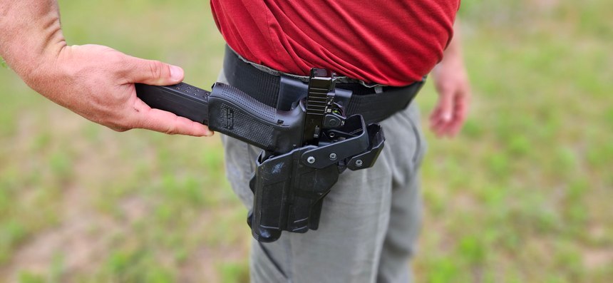 It’s important to practice reloading with your strong hand only because there is a real possibility that you may be injured before you can stop the threat.