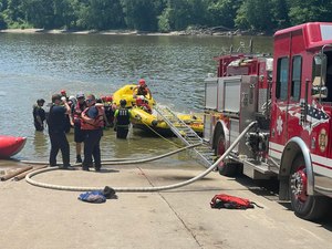 The Terre Haute Fire Department's Swift Water Rescue Team made its public debut Wednesday afternoon on the banks of the Wabash River in Fairbanks Park.