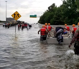 Water rescue operations conducted by the Texas National Guard during Hurricane Harvey.