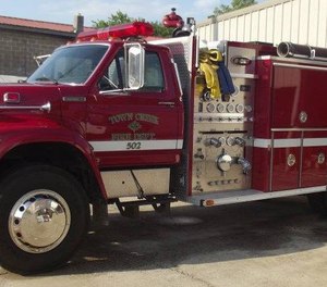 Truck 502, pictured in 2014, was heavily damaged at a wheat field fire Thursday.