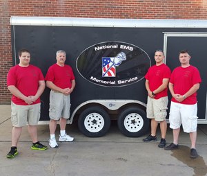Chancellor Volunteer Fire and Rescue Honor Guard members (left to right) Brandon Murray, Kurt Murray (Honor Guard Commander), Ryan Passera and Gerald Calaway, at the start of their journey from Virginia to pick up the National EMS Memorial Service Tree of Life in Colorado Springs and bring it back to a permanent home in Virginia.