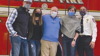 Matt and Emily Roeder, Wayne and Ruth Kewitsch, and Monte Fronk were reunited in February after Emily and Monte helped save Wayne’s life.