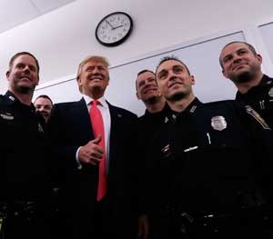 Trump has gone out of his way to demonstrate support for law enforcement throughout his presidential campaign. He has been photographed and videotaped on numerous occasions shaking hands with officers assigned to his protection detail.