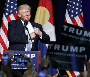 Republican presidential candidate Donald Trump speaks during a campaign rally, Friday, July 29, 2016, in Colorado Springs, Colo. (AP Photo/Evan Vucci)