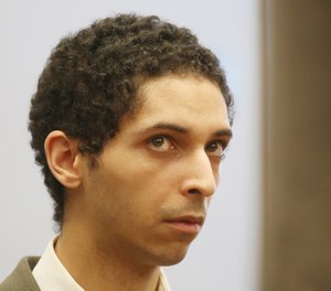 Tyler Barriss appears in court on May 22, 2018, in Wichita, Kan., in a preliminary hearing for the swatting death of Andrew Finch in late December of 2017.