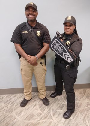 An officer with a Vector Shield.