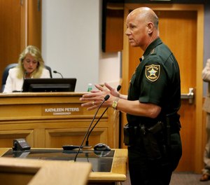 Pinellas Sheriff Bob Gualtieri addresses the County Commission during a meeting in March 2020.