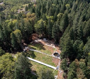 An aerial view of a trespass grow on Noel Manners' Mendocino County land Friday, April 22, 2022, in Covelo, California.