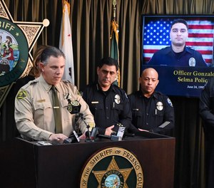 Fresno County Sheriff John Zanoni announces an update on the killing of Selma police officer Gonzalo Carrasco Jr. at a press conference Friday, Feb 3, 2023 in Fresno.