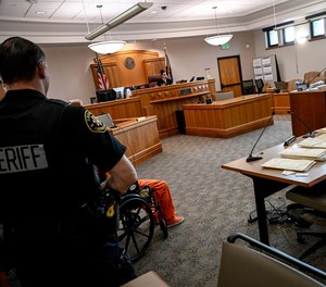 An attorney speaks to Judge Susan Blanco at the during competency court hearing.