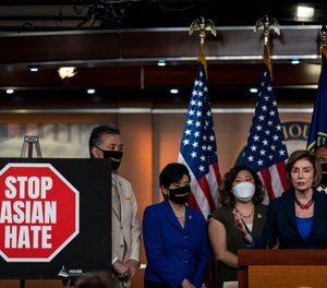 Speaker of the House Nancy Pelosi (D-CA) speaks during a news conference with other House Democrats about the COVID-19 Hate Crimes Act on Capitol Hill on May 18, 2021 in Washington, D.C.