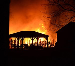 Scene of the fire during a standoff on May 2, 2018 in North Haven, Conn.