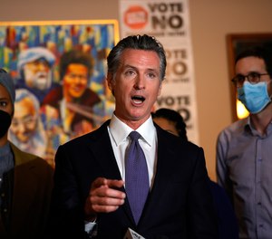 California Gov. Gavin Newsom speaks during a news conference in San Francisco on Aug. 13, 2021.