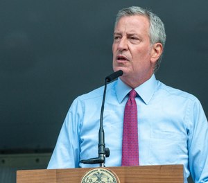 New York City Mayor Bill DeBlasio speaks in the Bronx on Aug. 3, 2021. (David Dee Delgado/Getty Images/TNS)