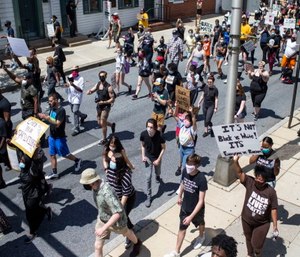 Harrisburg Black Lives Matter Demonstration at the Capitol to protest the murder of George Floyd. (Photo/Sean Simmers of PennLive.com via TNS)