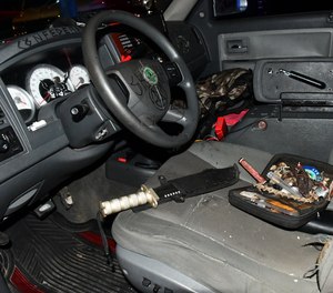 U.S. Capitol Police said an officer found a machete and bayonet inside the truck of an Oceanside, California man during a traffic stop near the Democratic National Headquarters early Monday, September 13, 2021.