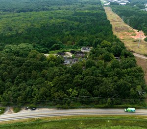 An aerial photograph of the planned site for the Atlanta public safety training center at the old Atlanta prison farm in DeKalb County.