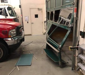 A motorist in a late-model Toyota sedan crashed not once but twice into the front of the Manteca Fire Station on South Union Road early Sunday morning, narrowly missing firefighters a few feet away. The motorist fled the scene.