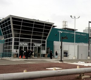 Corrections officers arrive for their shift at the Essex County Jail.