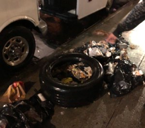 Site where a severed leg was found inside an abandoned tire on Jamaica Avenue in Brooklyn.