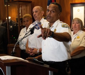 Philadelphia Police commissioner Richard Ross Jr. speaks to the media during a news conference at the Police Administration Building in Philadelphia on July 18, 2019.