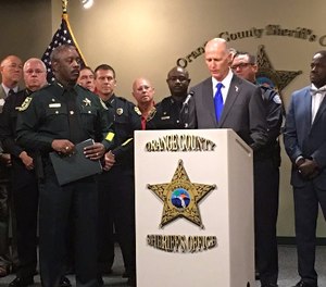 Central Florida law enforcement leaders joined Gov. Rick Scott Thursday morning for a signing of House Bill 477, which enhances penalties for synthetic opioids like fentanyl. (Photo/Orlando Police)