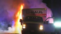 Video: Stolen U-Haul erupts in flames after leading Texas police on hourslong pursuit
