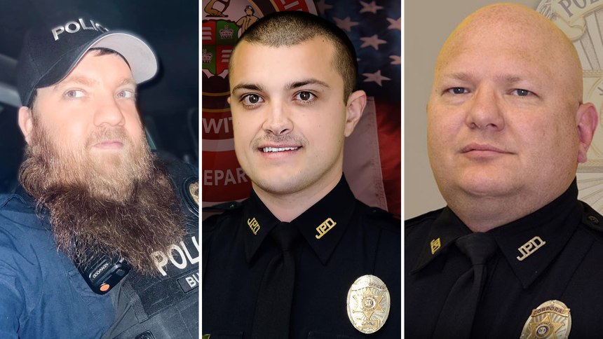 From left to right, Officer Lane Burns, Officer Jake Reed and Cpl. Ben Cooper.