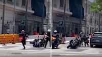 Watch: Calif. motor cops ditch motorcycles, tackle suspected thief