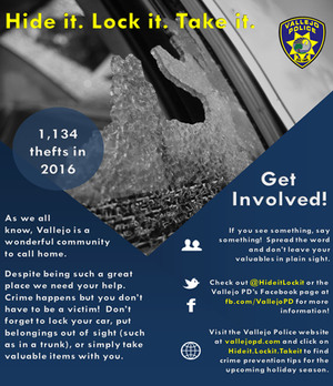 Crime prevention flyers handed out by officers on focused holiday patrol and by volunteers.