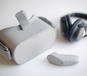 Axon Immersion Training Virtual Reality (VR) headset, used in training police officers to learn the best way to interact with people who suffer with autism, Thursday, May 23, 2019 in Washington.